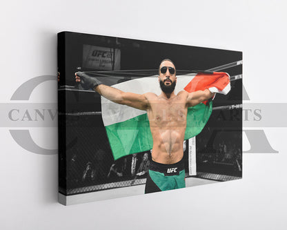 Belal Muhammad Black & White Canvas Art MMA Canvas Wall Art
