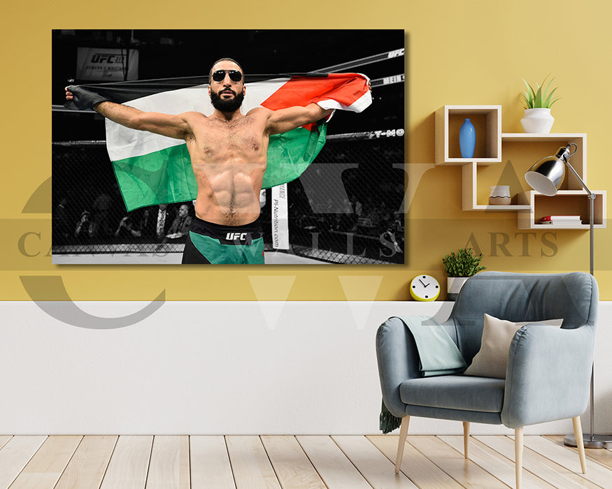 Belal Muhammad Black & White Canvas Art MMA Canvas Wall Art
