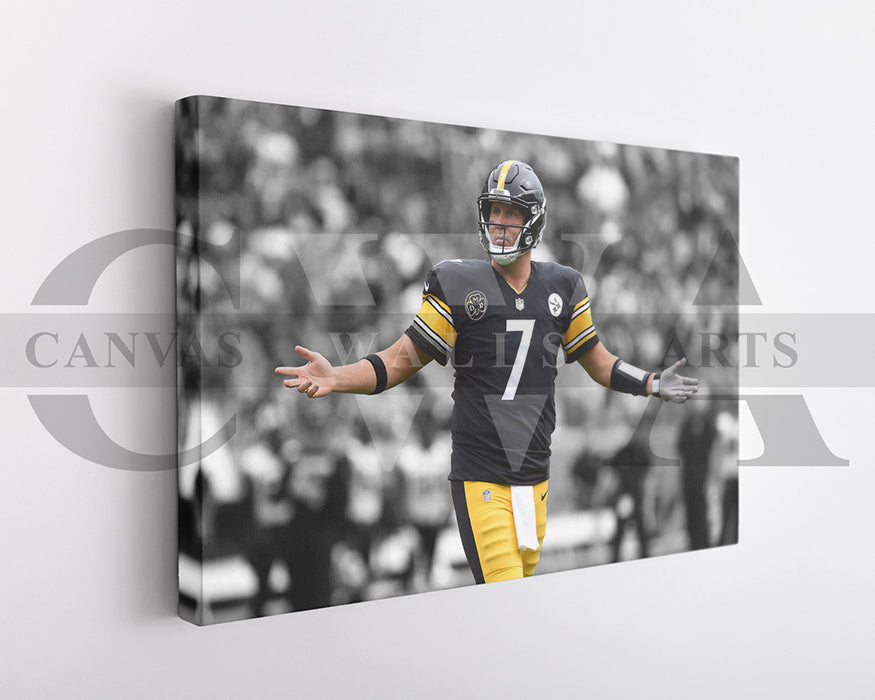 Ben Roethlisberger Black & White Canvas Art American Football Canvas Wall Art