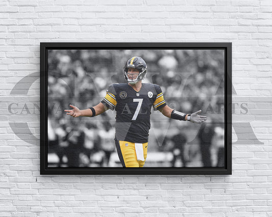 Ben Roethlisberger Black & White Canvas Art American Football Canvas Wall Art