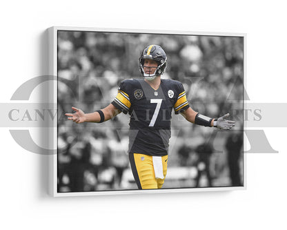 Ben Roethlisberger Black & White Canvas Art American Football Canvas Wall Art