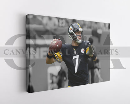 Ben Roethlisberger Black & White Canvas Art American Football Canvas Wall Art