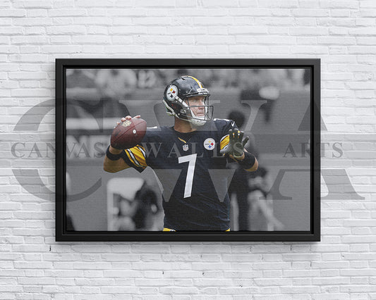 Ben Roethlisberger Black & White Canvas Art American Football Canvas Wall Art