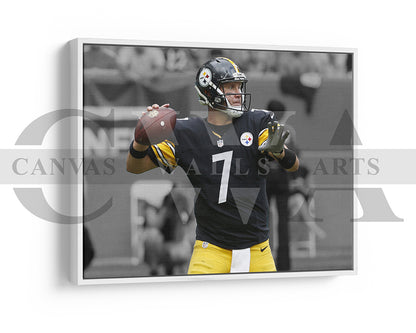 Ben Roethlisberger Black & White Canvas Art American Football Canvas Wall Art