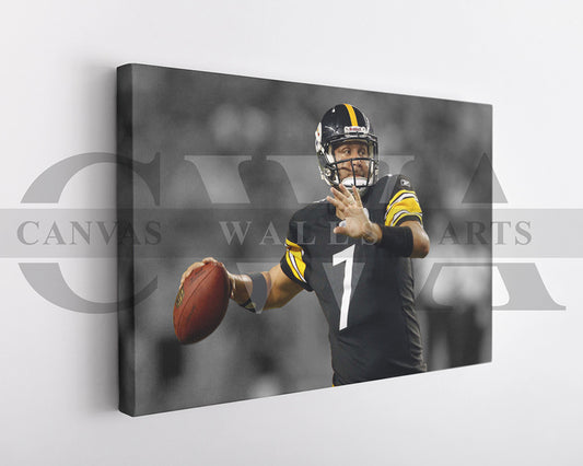 Ben Roethlisberger Black & White Canvas Art American Football Canvas Wall Art