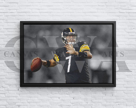 Ben Roethlisberger Black & White Canvas Art American Football Canvas Wall Art