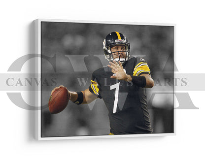 Ben Roethlisberger Black & White Canvas Art American Football Canvas Wall Art