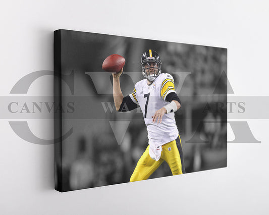 Ben Roethlisberger Black & White Canvas Art American Football Canvas Wall Art