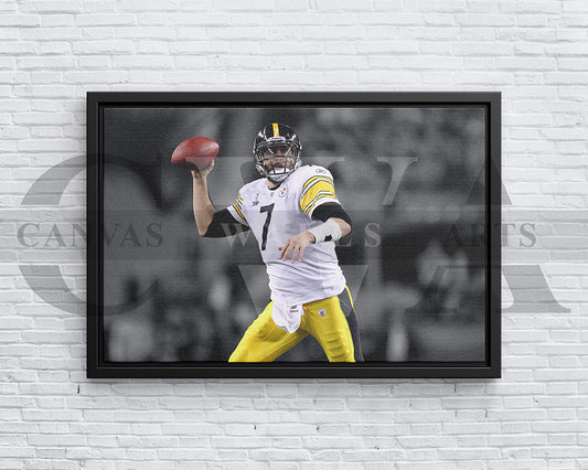 Ben Roethlisberger Black & White Canvas Art American Football Canvas Wall Art
