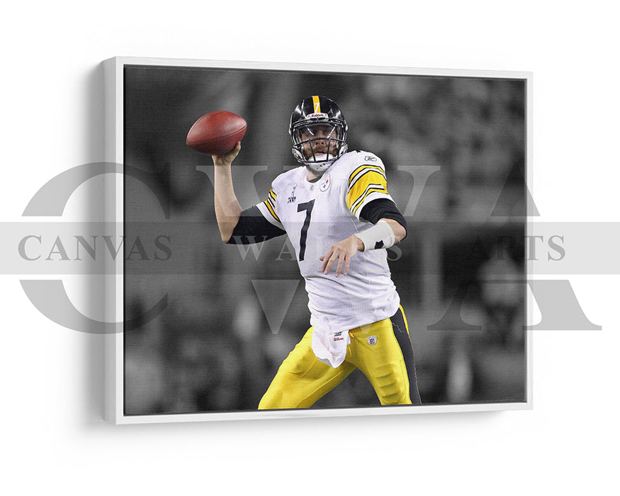 Ben Roethlisberger Black & White Canvas Art American Football Canvas Wall Art