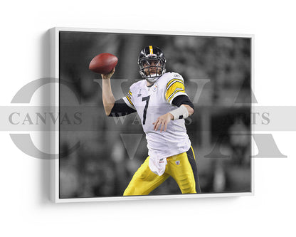 Ben Roethlisberger Black & White Canvas Art American Football Canvas Wall Art