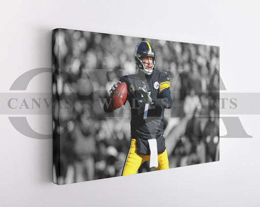Ben Roethlisberger Black & White Canvas Art American Football Canvas Wall Art