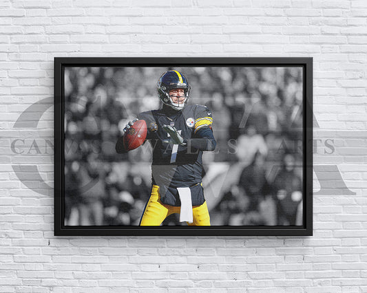 Ben Roethlisberger Black & White Canvas Art American Football Canvas Wall Art