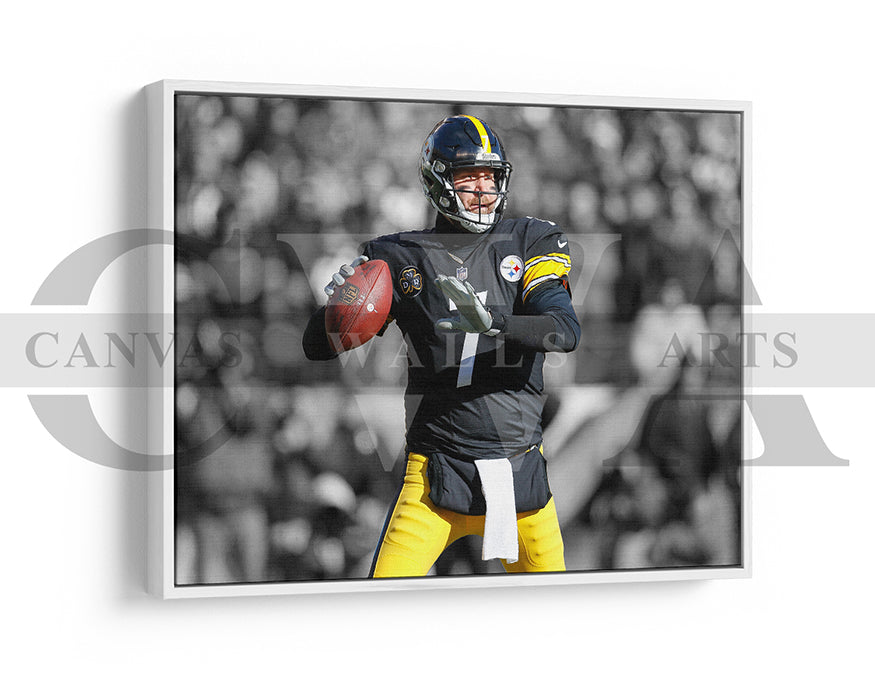 Ben Roethlisberger Black & White Canvas Art American Football Canvas Wall Art