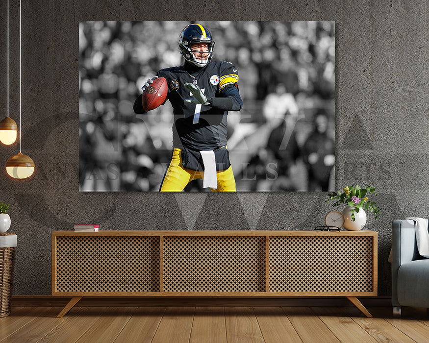 Ben Roethlisberger Black & White Canvas Art American Football Canvas Wall Art