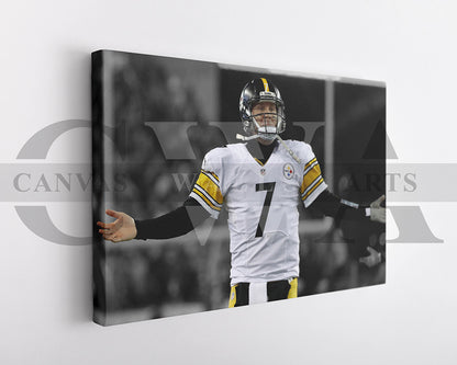 Ben Roethlisberger Black & White Canvas Art American Football Canvas Wall Art