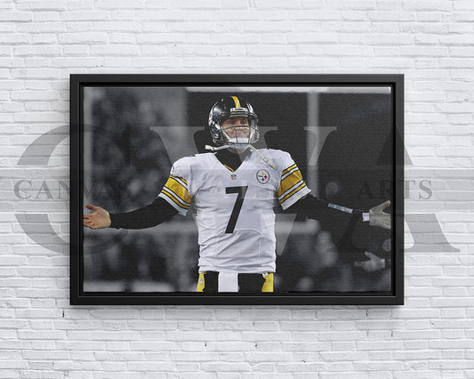 Ben Roethlisberger Black & White Canvas Art American Football Canvas Wall Art