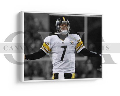 Ben Roethlisberger Black & White Canvas Art American Football Canvas Wall Art