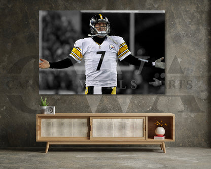 Ben Roethlisberger Black & White Canvas Art American Football Canvas Wall Art