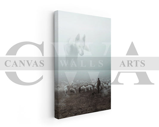Big Wolf Canvas Wall Art Animal Poster Print