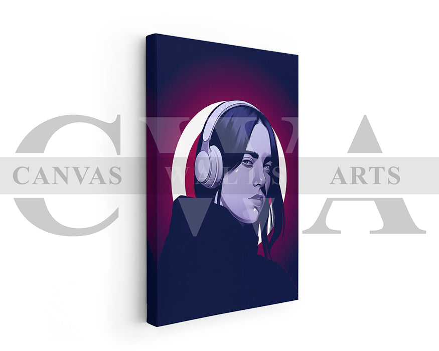 Billie Eilish Headphones Canvas Wall Art