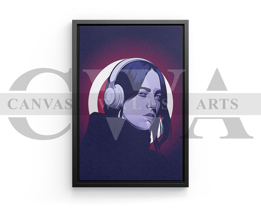 Billie Eilish Headphones Canvas Wall Art