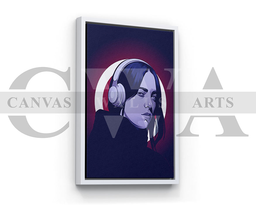 Billie Eilish Headphones Canvas Wall Art