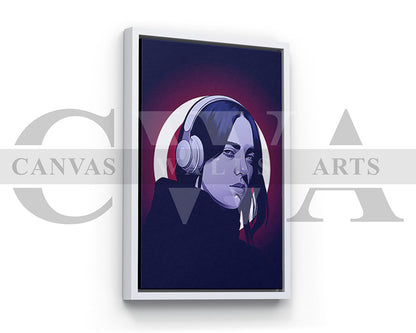 Billie Eilish Headphones Canvas Wall Art