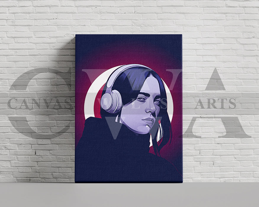 Billie Eilish Headphones Canvas Wall Art