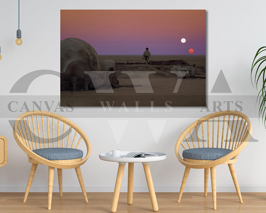 Binary Sunset Star Wars Canvas Wall Art Movie Poster Print