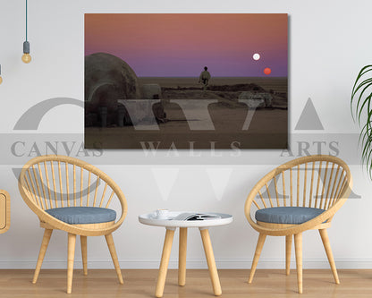 Binary Sunset Star Wars Canvas Wall Art Movie Poster Print