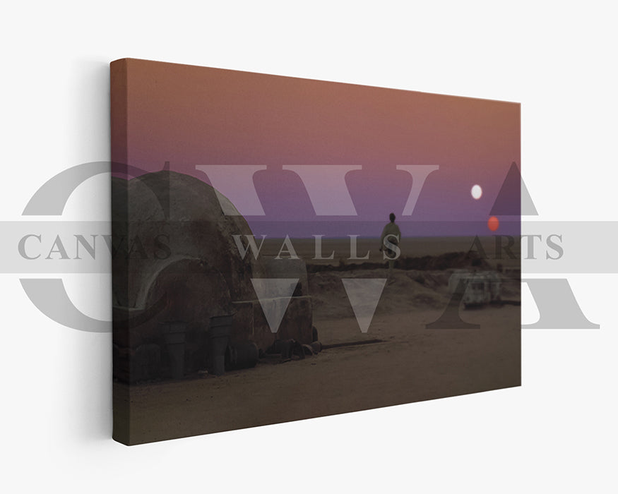 Binary Sunset Star Wars Canvas Wall Art Movie Poster Print