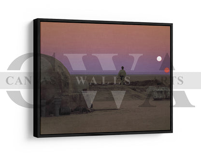 Binary Sunset Star Wars Canvas Wall Art Movie Poster Print