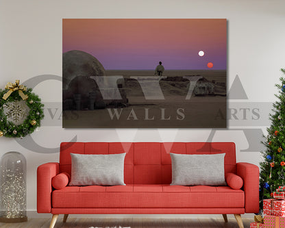 Binary Sunset Star Wars Canvas Wall Art Movie Poster Print