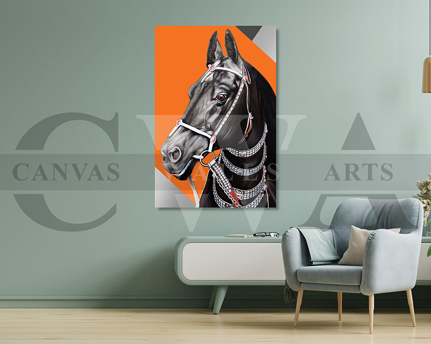 Black Horse Canvas Wall Art