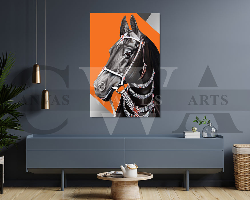 Black Horse Canvas Wall Art