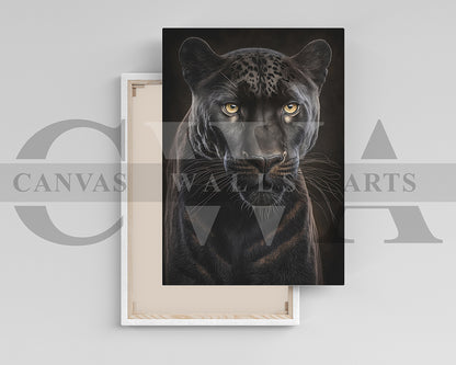 Black Leopard Canvas Wall Art Animal Poster Print