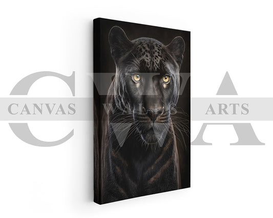 Black Leopard Canvas Wall Art Animal Poster Print