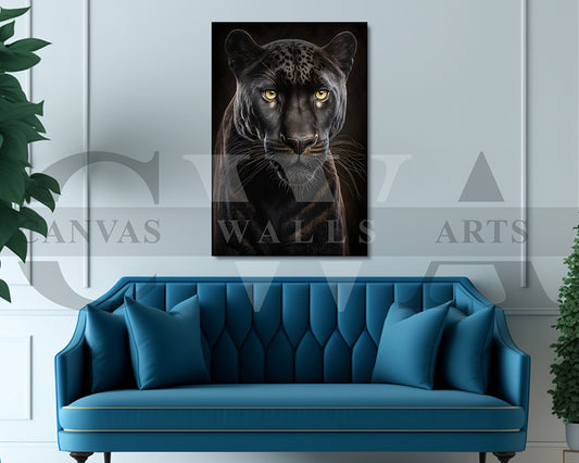 Black Leopard Canvas Wall Art Animal Poster Print