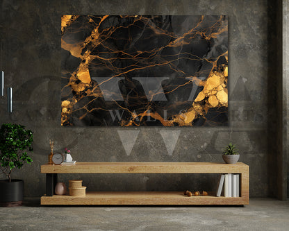 Black and Gold Marble Abstract Canvas Wall Art