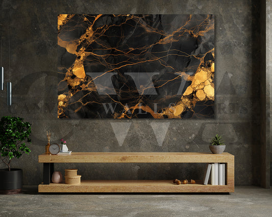 Black and Gold Marble Abstract Canvas Wall Art
