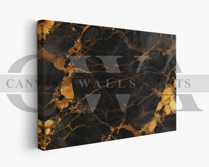 Black and Gold Marble Abstract Canvas Wall Art