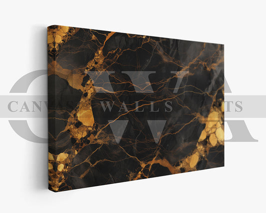 Black and Gold Marble Abstract Canvas Wall Art