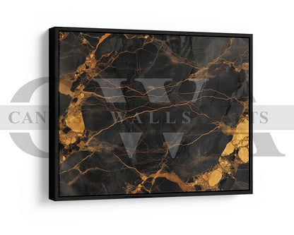 Black and Gold Marble Abstract Canvas Wall Art