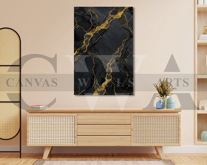 Black and Gold Marble Canvas Wall Art Abstract Home Decor