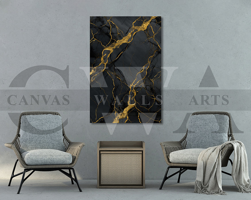 Black and Gold Marble Canvas Wall Art Abstract Home Decor