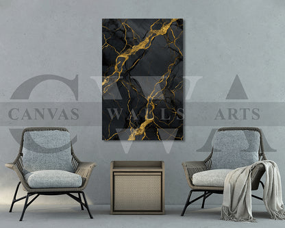 Black and Gold Marble Canvas Wall Art Abstract Home Decor