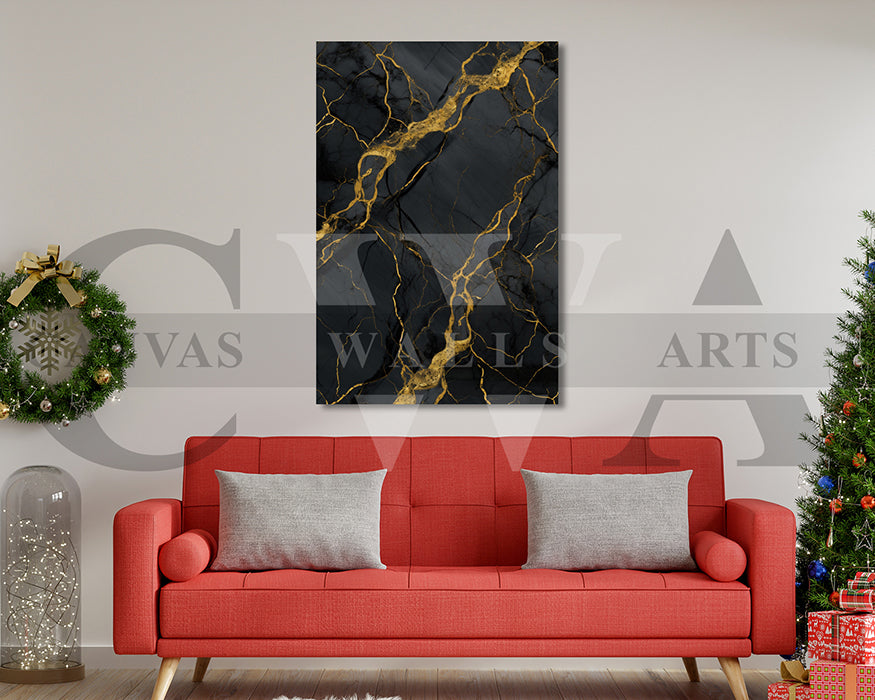 Black and Gold Marble Canvas Wall Art Abstract Home Decor