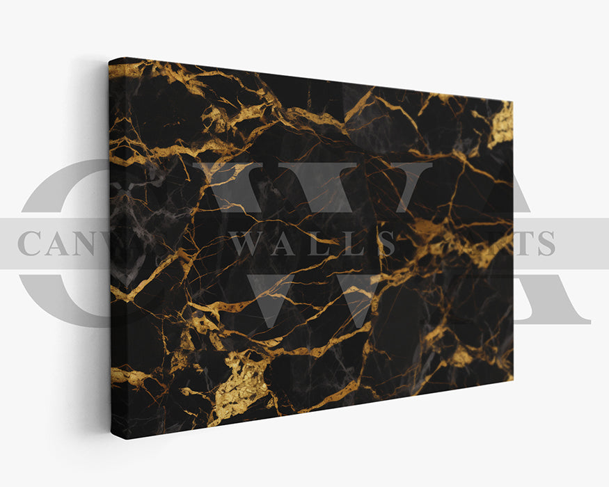 Black and Gold Marble Canvas Wall Art Abstract Poster Frame