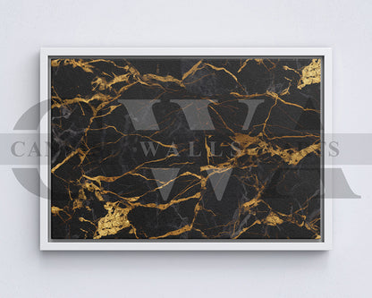 Black and Gold Marble Canvas Wall Art Abstract Poster Frame